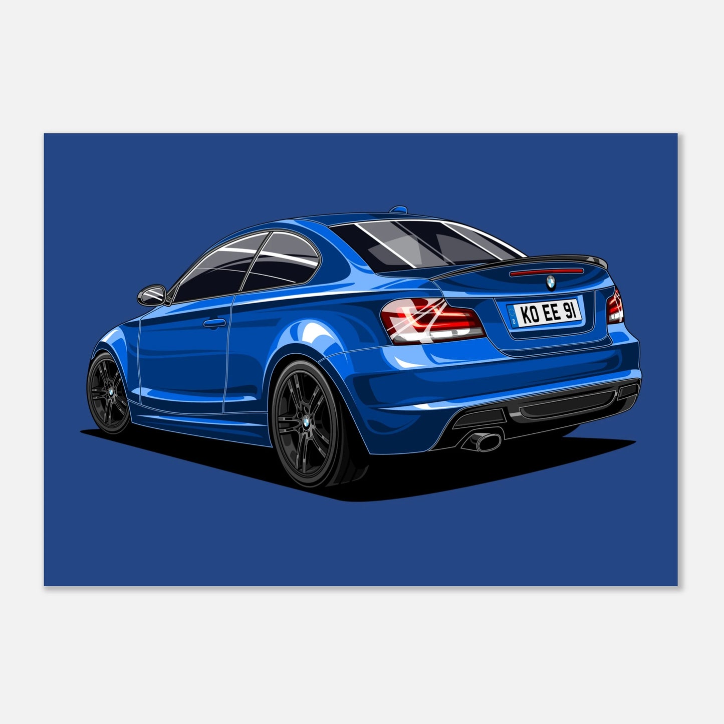 Personalisiertes Auto-Porträt als Poster illustriert im Metall-Rahmen – handgezeichnet & gerahmt