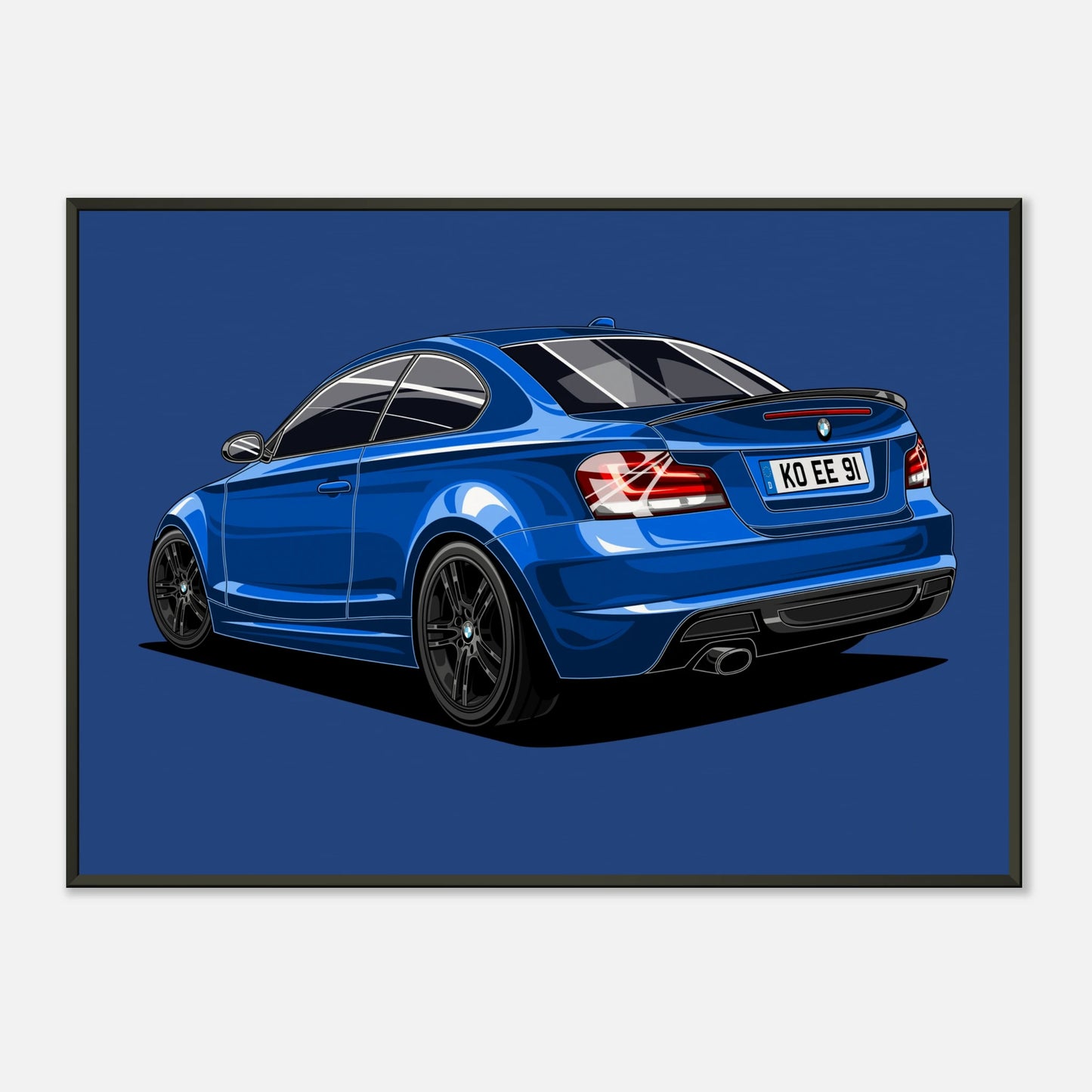 Personalisiertes Auto-Porträt als Poster illustriert im Metall-Rahmen – handgezeichnet & gerahmt
