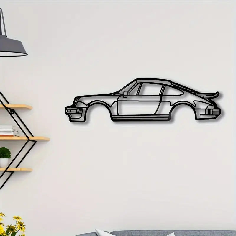 Turbo 1980 Metallsilhouette 48x13cm - Wandbild Seitenansicht