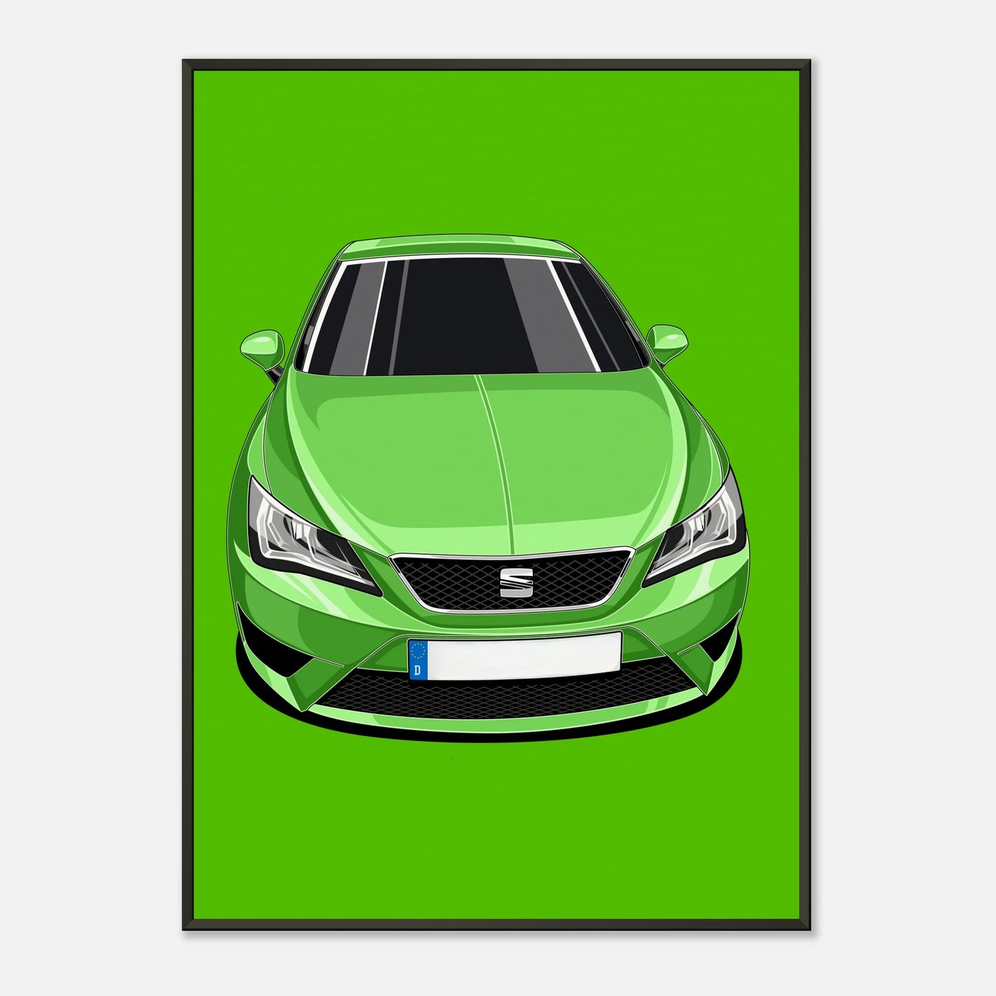 Personalisiertes Auto-Porträt als Poster illustriert im Metall-Rahmen – handgezeichnet & gerahmt