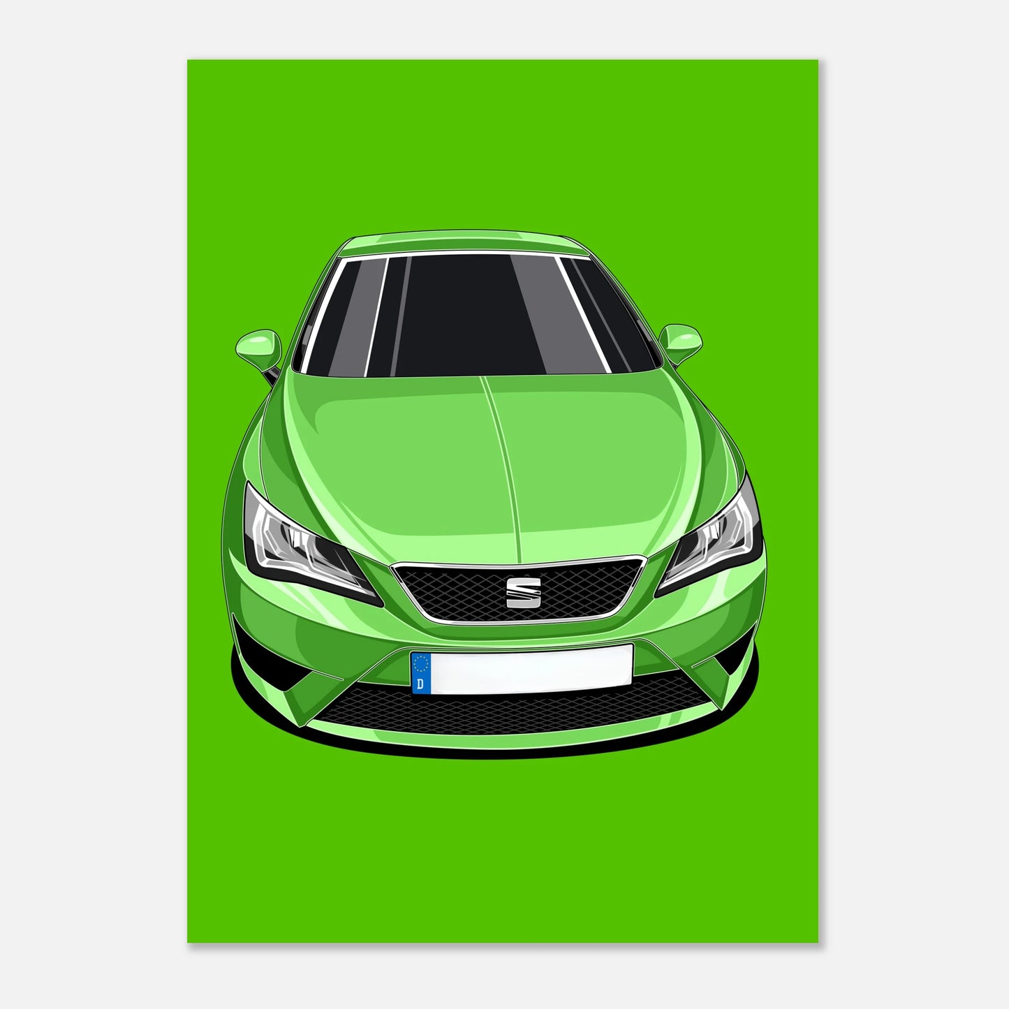 Personalisiertes Auto-Porträt als Poster illustriert im Metall-Rahmen – handgezeichnet & gerahmt